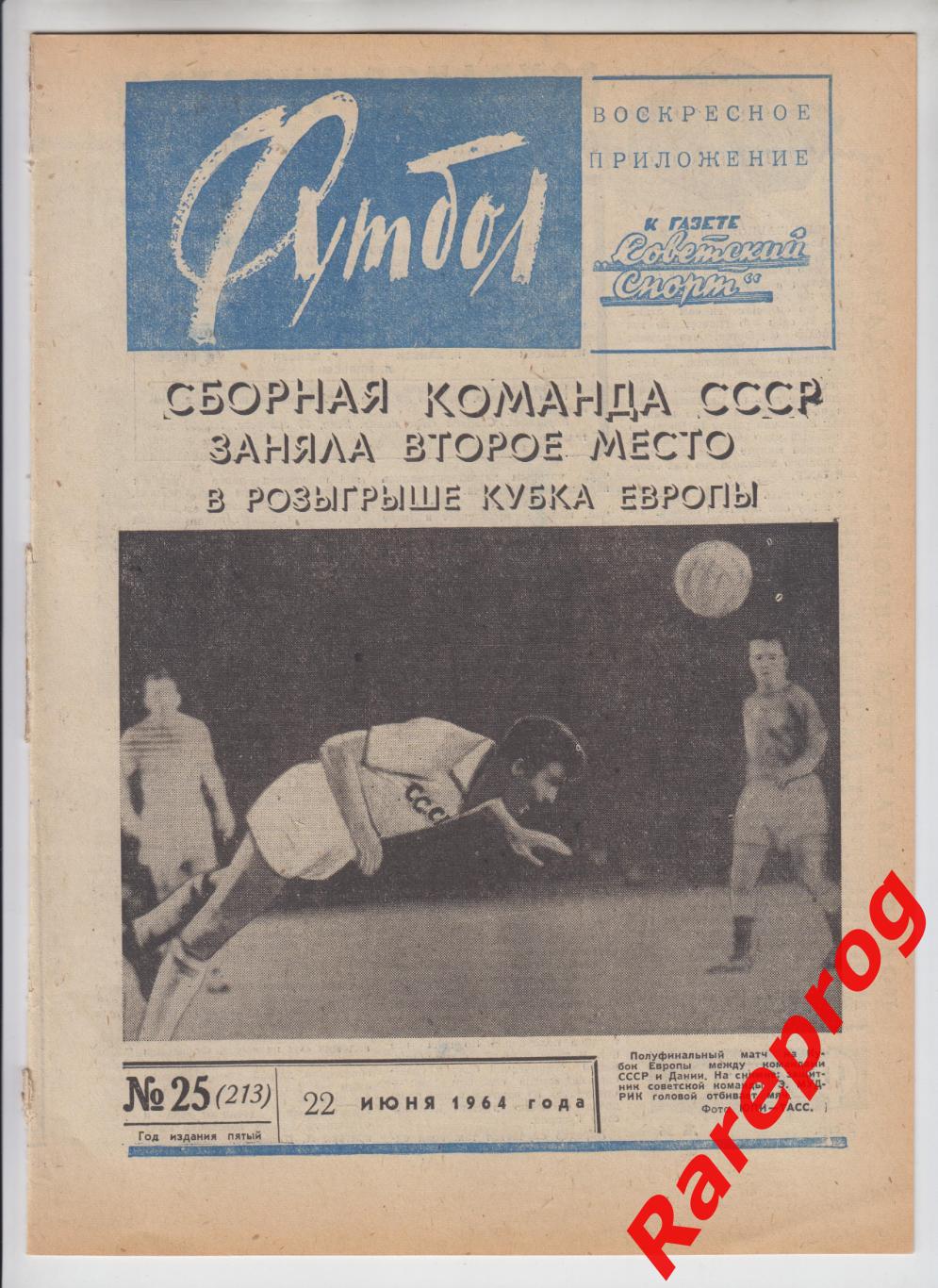 итоги Кубок Европы УЕФА Испания сборная СССР - Футбол Хоккей № 25 - 1964