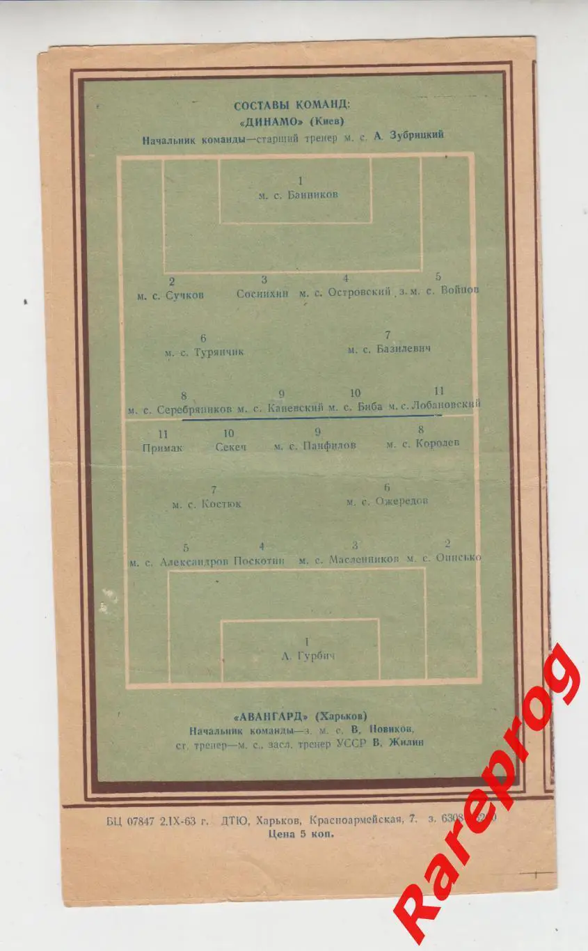 Авангард Харьков - Динамо Киев -1963 1