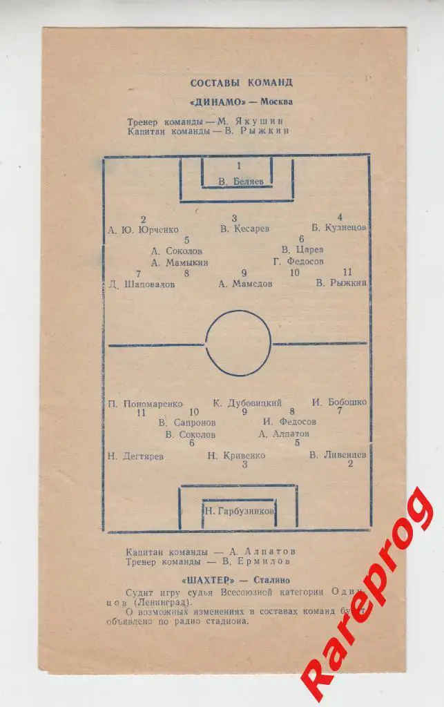 Динамо Москва - Шахтер Сталино / Донецк 1957 1