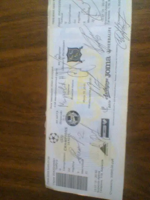 15.07.2015--БАТЭ БОРИСОВ--ДАНДОЛК ИРЛАНДИЯ-лига чемп.--билет матча с автографами