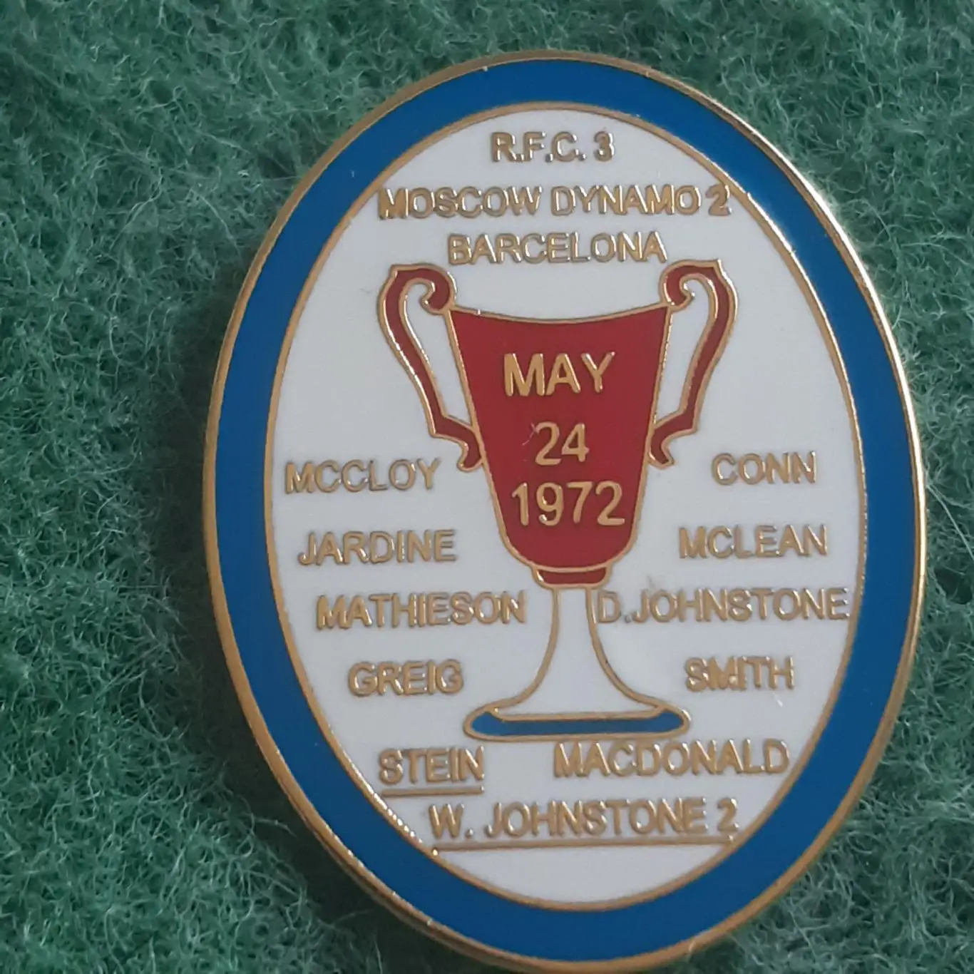 Футбол. ФК.Єврокубок1972.Фінал. РЕЙНДЖЕРС ГЛАЗГО-ДИНАМО МОСКВА 3-2.ЕМАЛЬ 32см.