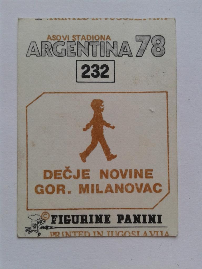 Наклейка.Панини Panini Аргентина 1978 №232 A.LINDEROTH 1