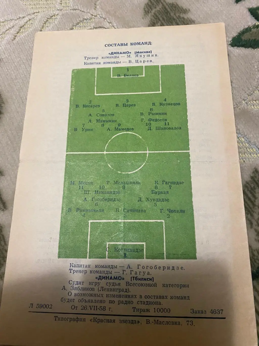 Динамо Москва - динамо Тбилиси тб 1958 1
