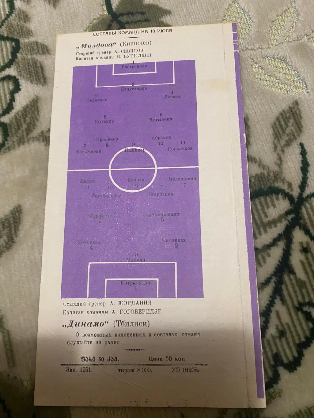Динамо Тбилиси тб. - Молдова 1960 1