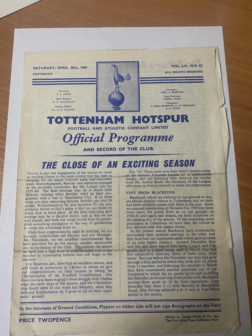 Тоттенхэм - Испвич . 1959-1960