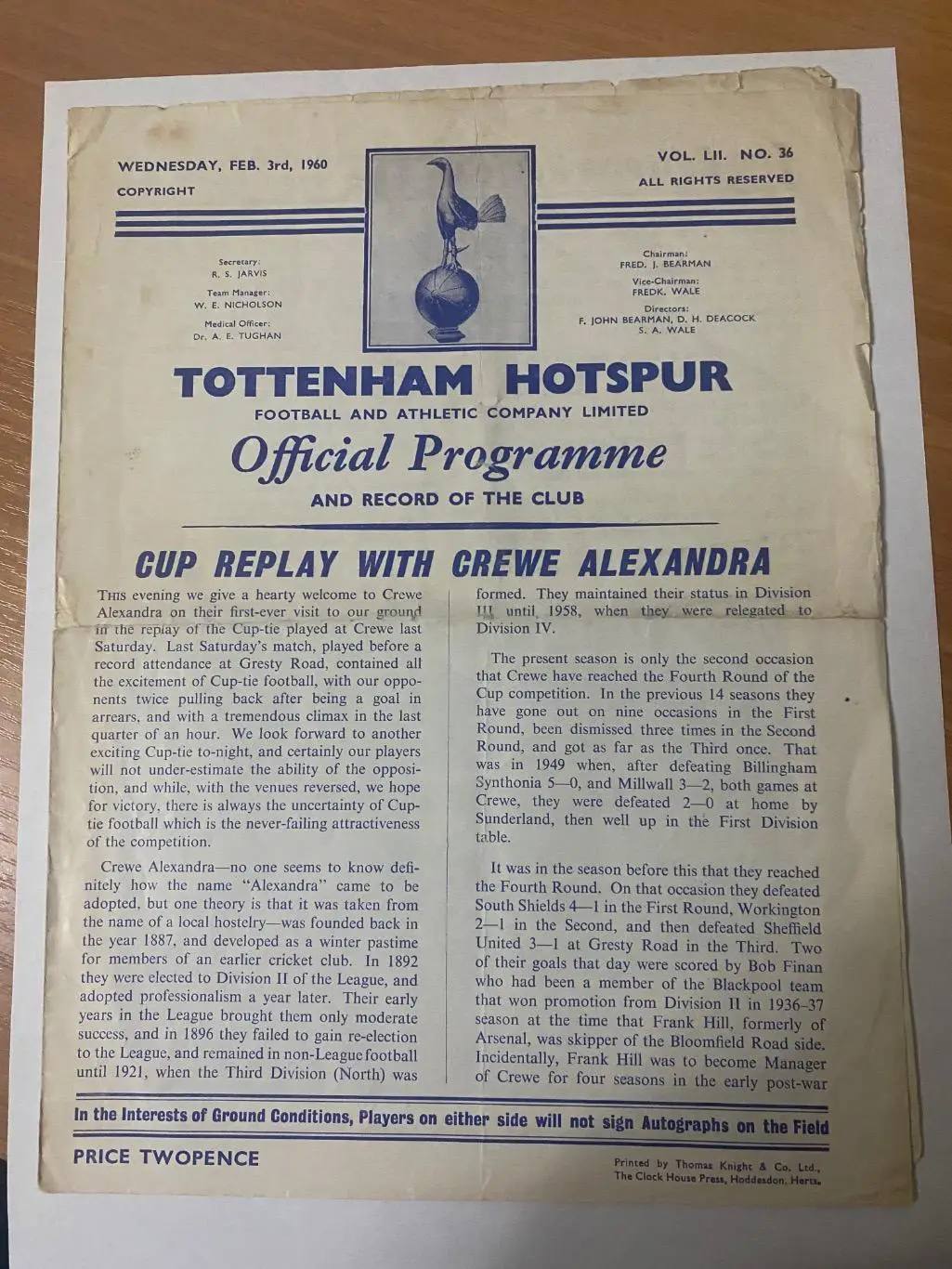 Тоттенхэм - Кру Александра . 1959-1960