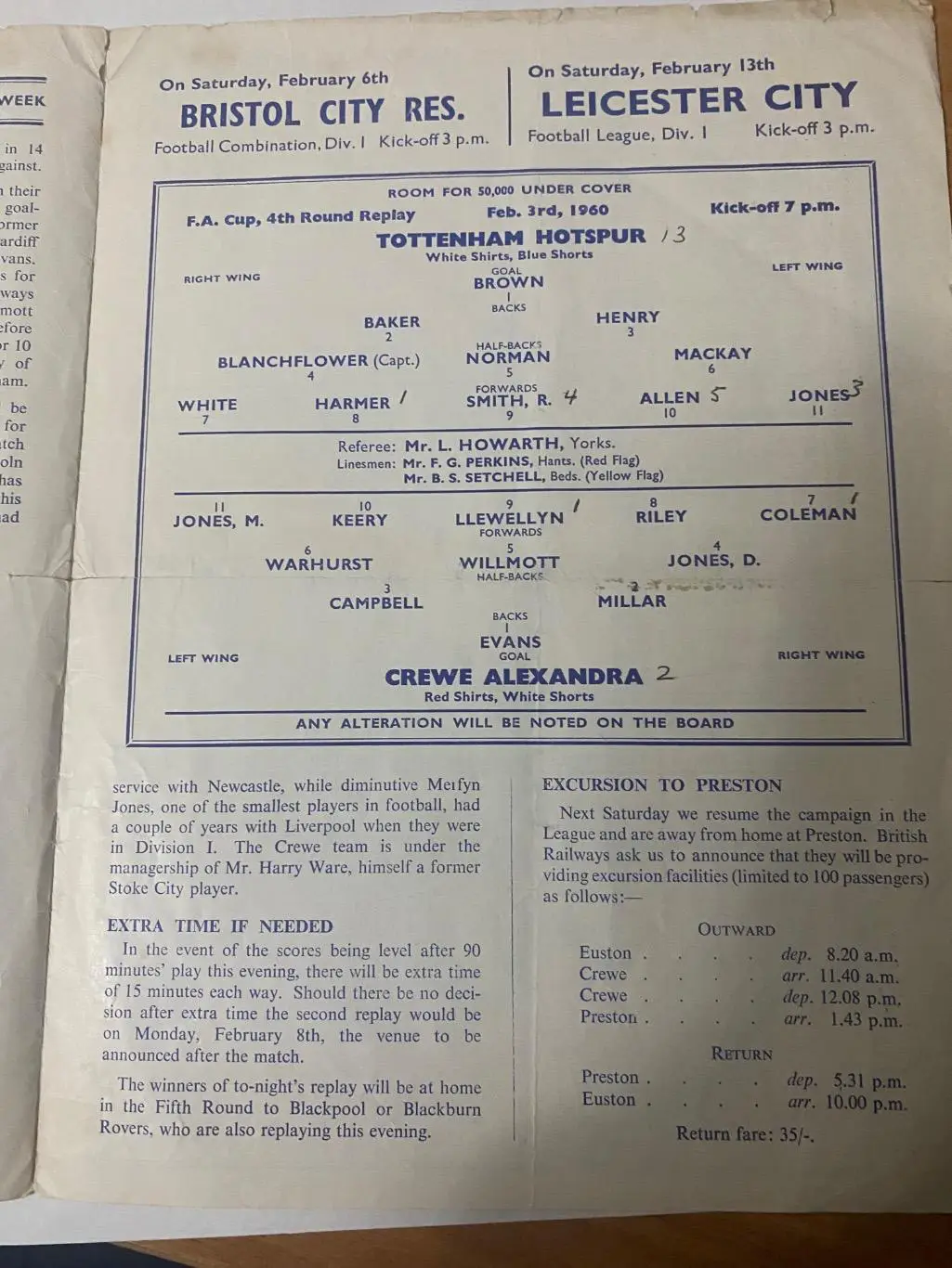 Тоттенхэм - Кру Александра . 1959-1960 1