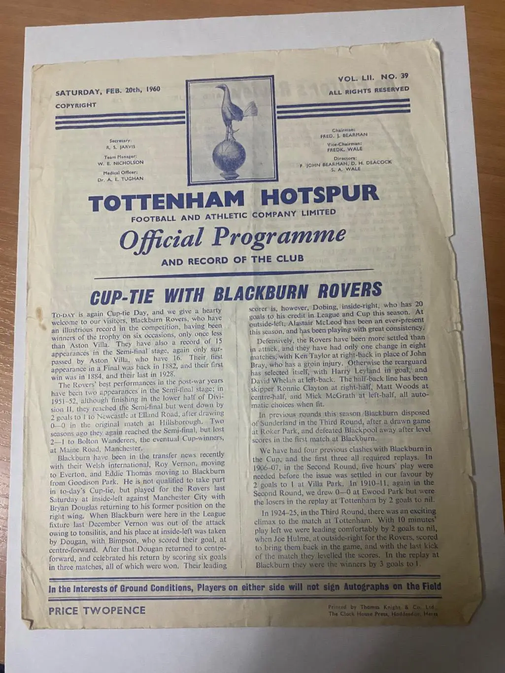 Тоттенхэм - блекберн . 1959-1960