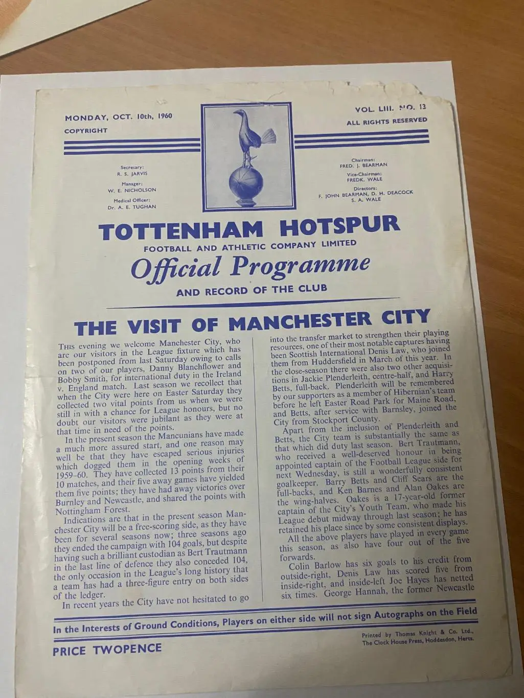 Тоттенхэм - Манчестер сити . 1960-1961
