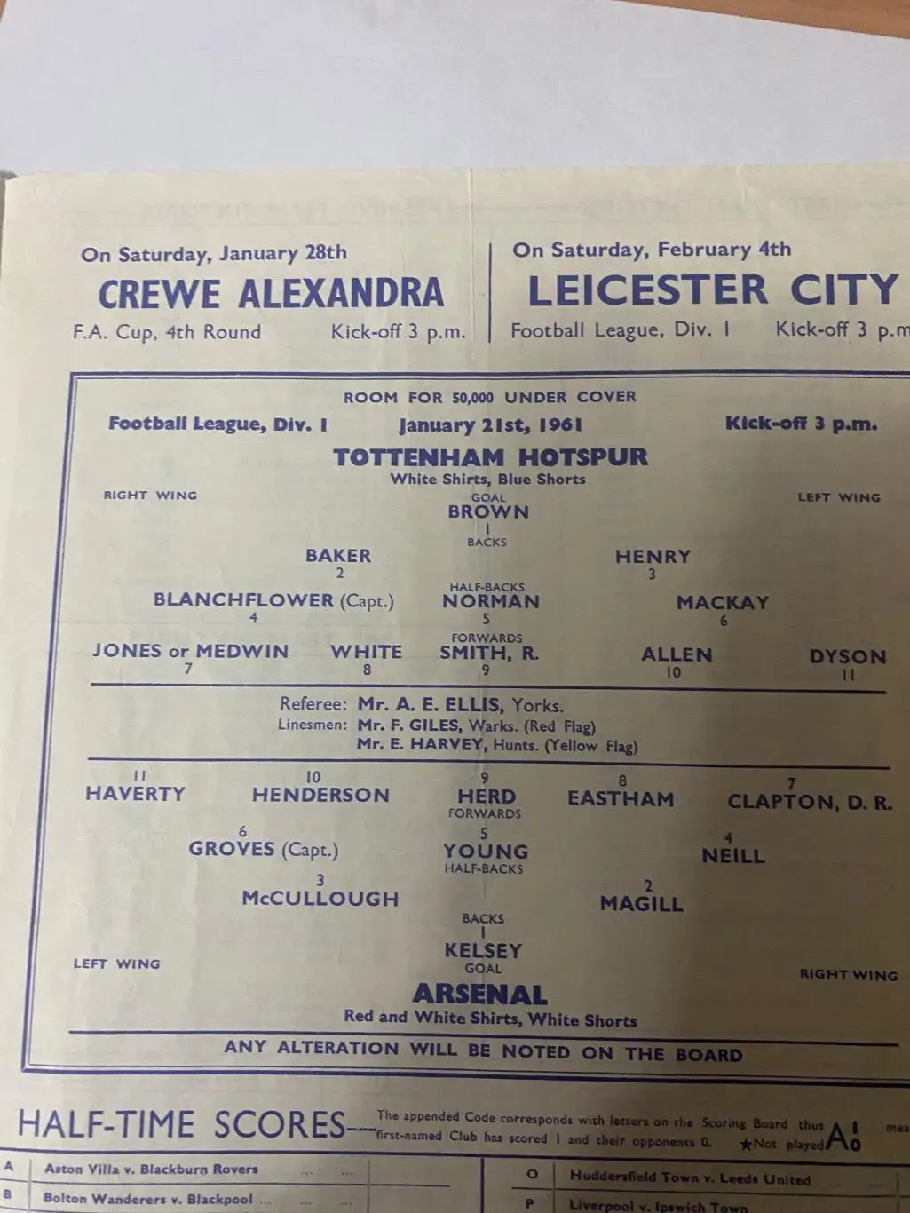 Тоттенхэм - арсенал. 1960-1961 2
