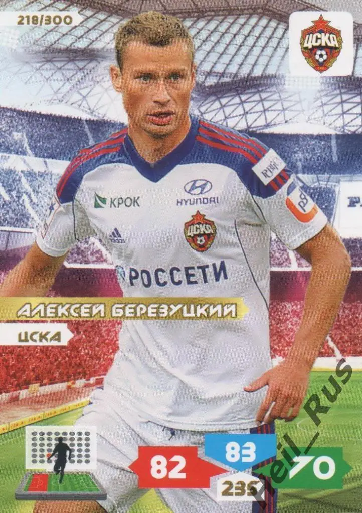 Футбол. Карточка Алексей Березуцкий ЦСКА Москва, Торпедо-ЗИЛ Panini РФПЛ 2013-14