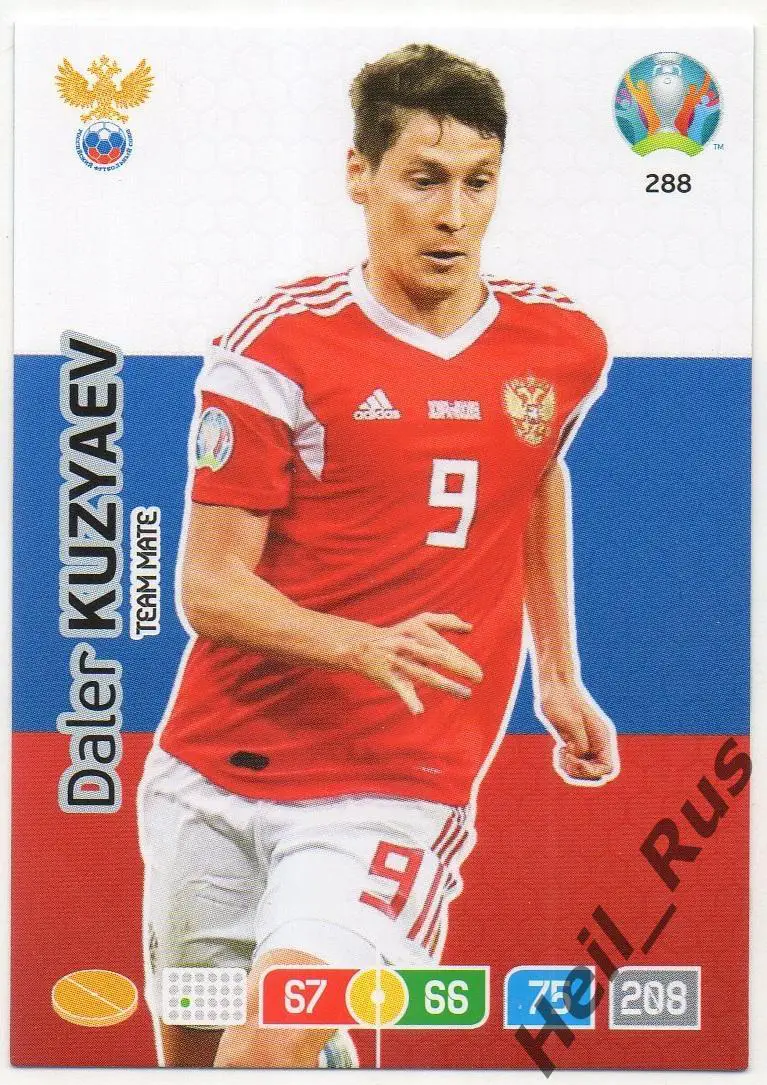 Футбол Карточка Далер Кузяев Россия, Зенит Санкт-Петербург, Терек Euro/Евро 2020
