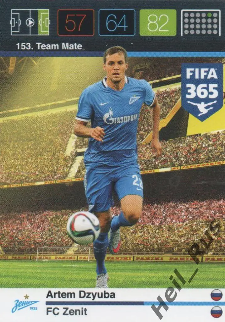 Карточка Артем Дзюба Зенит Санкт-Петербург, Спартак, Арсенал, Локомотив Москва