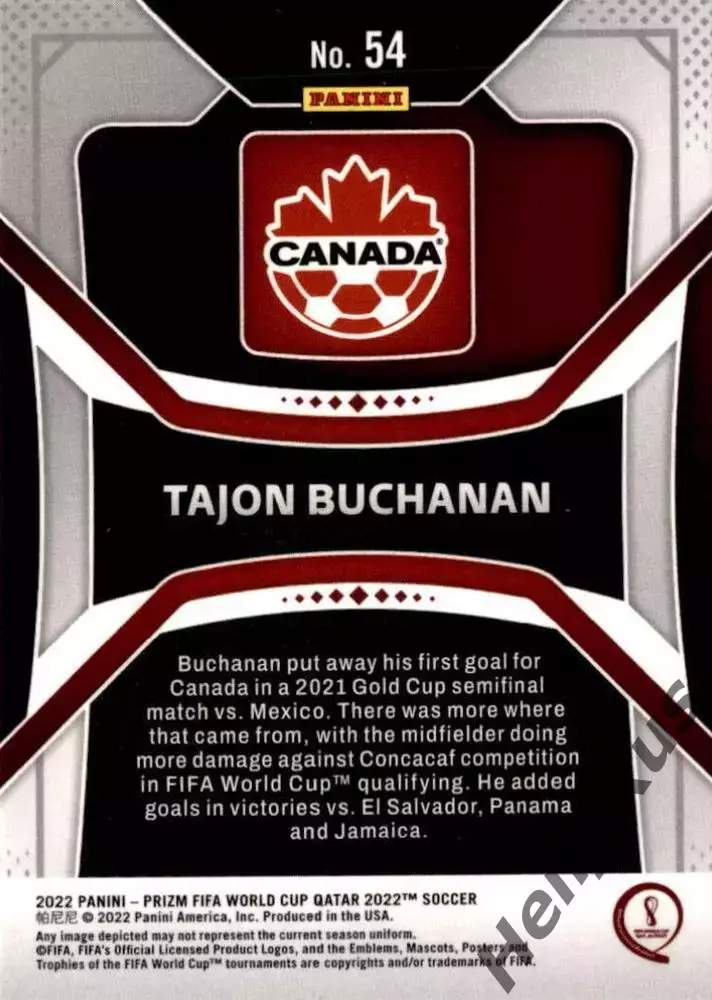 Карточка Тейджон Бьюкенен (Канада, Вильярреал/Брюгге/Интер) Чемпионат Мира 2022 1