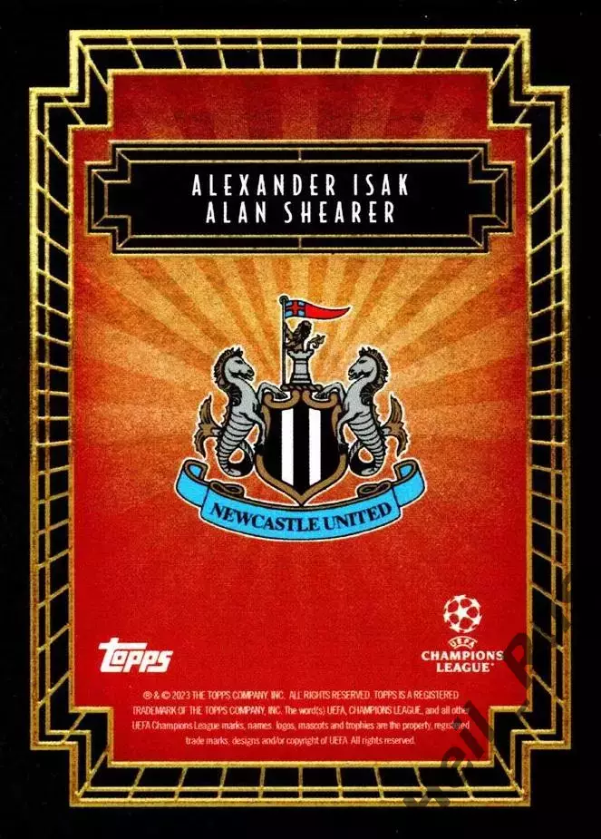 Карточка Александер Исак/Алан Ширер Ньюкасл Юнайтед Лига Чемпионов 2023-24 TOPPS 1