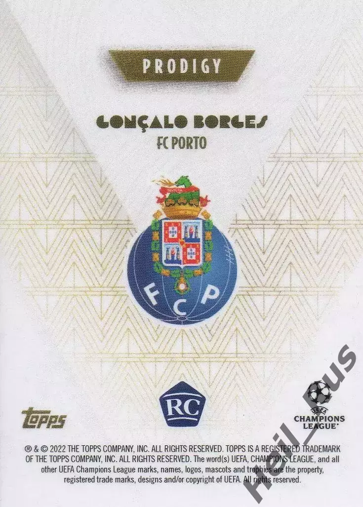 Футбол Карточка Goncalo Borges/Гонсалу Боржеш Порту Лига Чемпионов 2022/23 TOPPS 1