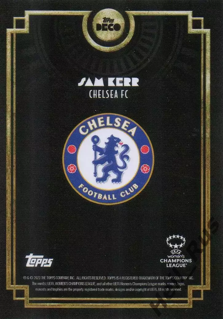 Футбол. Карточка Sam Kerr/Саманта Сэм Керр (Челси) Лига Чемпионов 2023-24 TOPPS 1