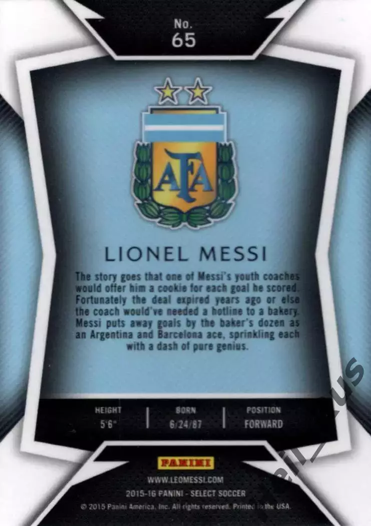 Футбол Карточка Лионель Месси (Аргентина, Пари Сен-Жермен/ПСЖ, Барселона) Panini 1