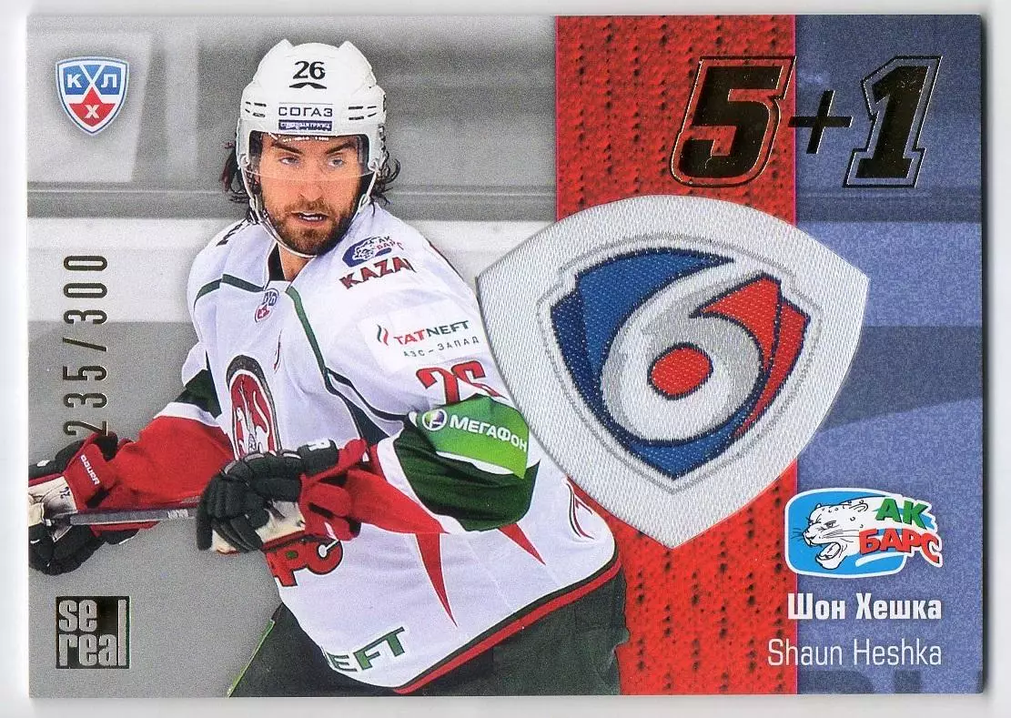 Хоккей. Карточка Шон Хешка (Ак Барс Казань) КХЛ / KHL сезон 2013/14 SeReal