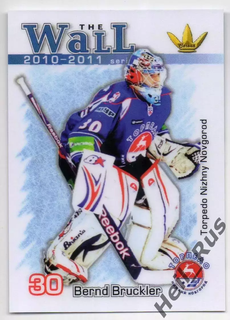 Хоккей. Карточка Бернд Брюклер (Торпедо Нижний Новгород) КХЛ/KHL сезон 2010/11