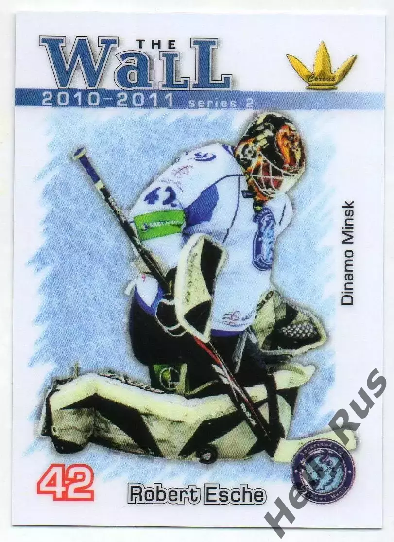 Хоккей. Карточка вратарь Роберт Эш (Динамо Минск) КХЛ/KHL сезон 2010/11