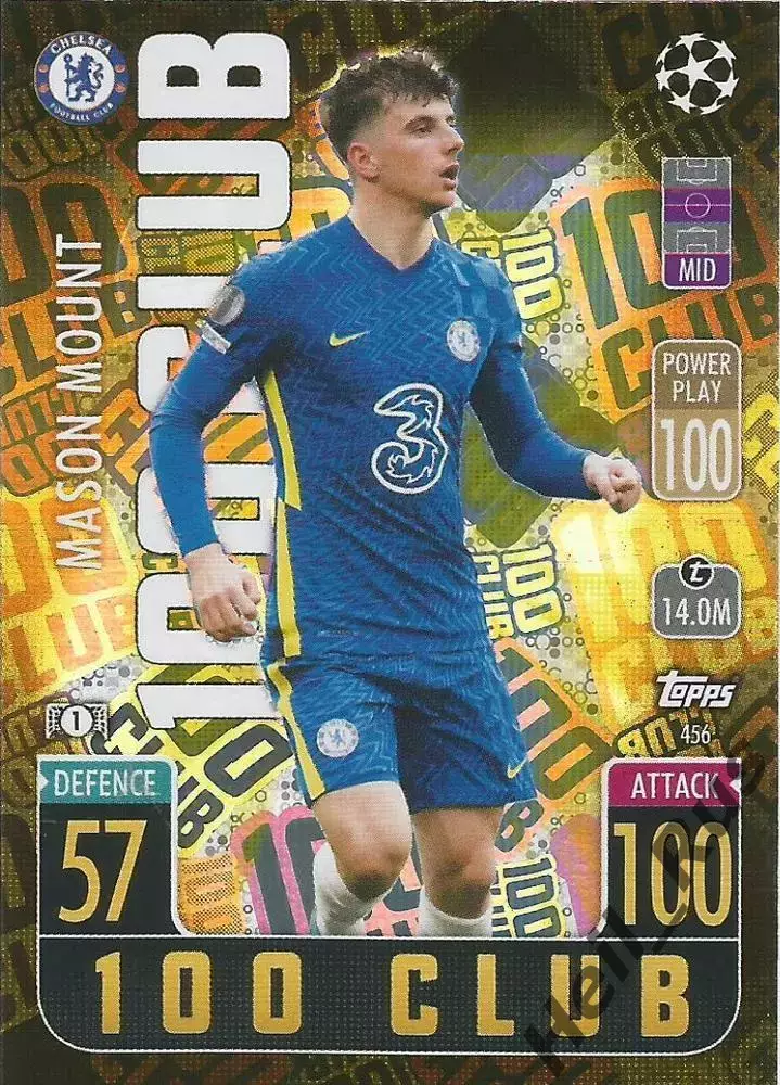 Футбол; Карточка Мейсон Маунт (Челси, Манчестер Юнайтед) Лига Чемпионов 2021-22