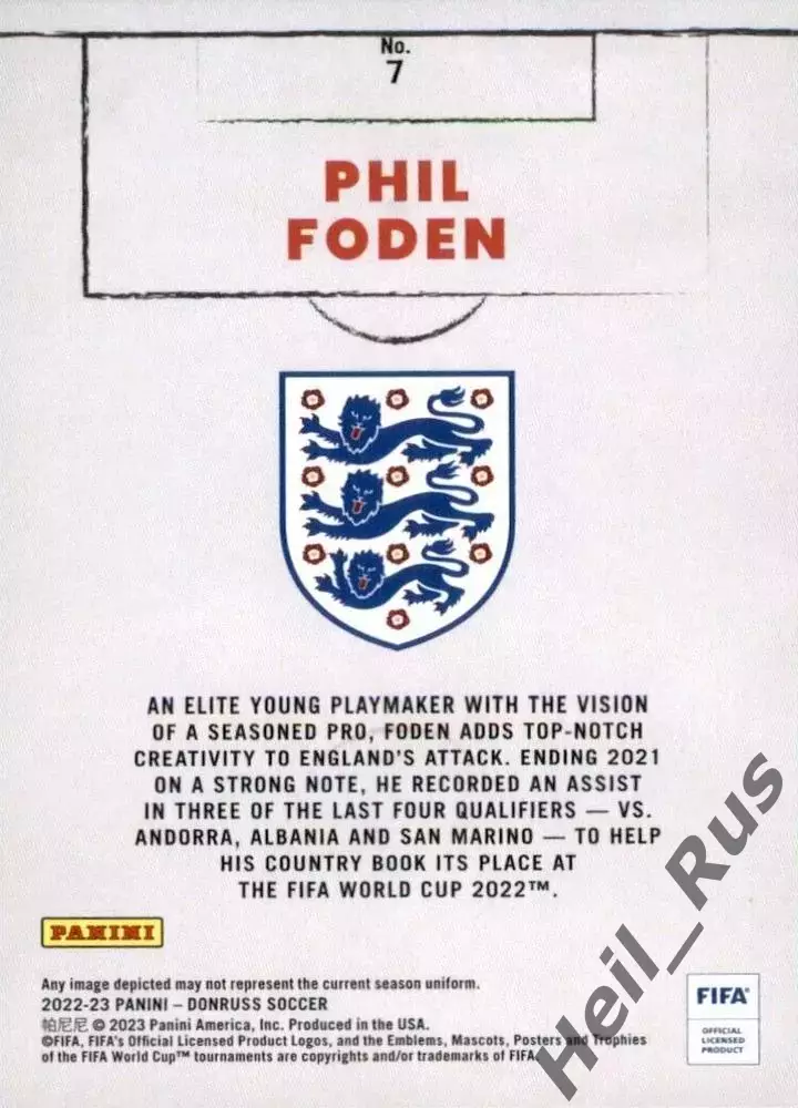 Футбол. Карточка Phil Foden / Фил Фоден (Англия, Манчестер Сити) Panini 2022-23 1