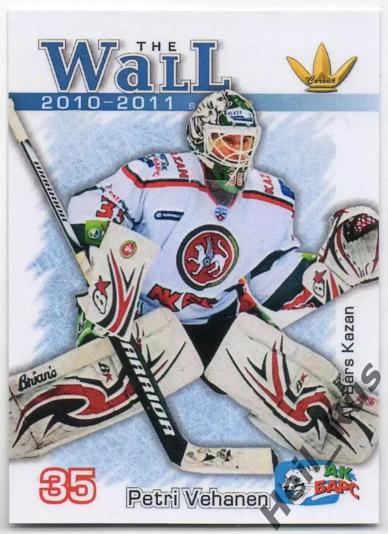 Хоккей. Карточка вратарь Петри Веханен (Ак Барс Казань) КХЛ/KHL сезон 2010/11