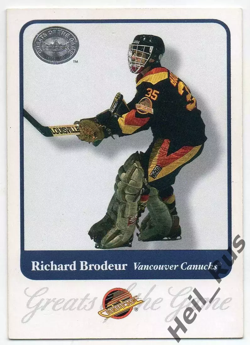Карточка Richard Brodeur/Ричард Бродер Vancouver Canucks/Ванкувер Кэнакс НХЛ/NHL