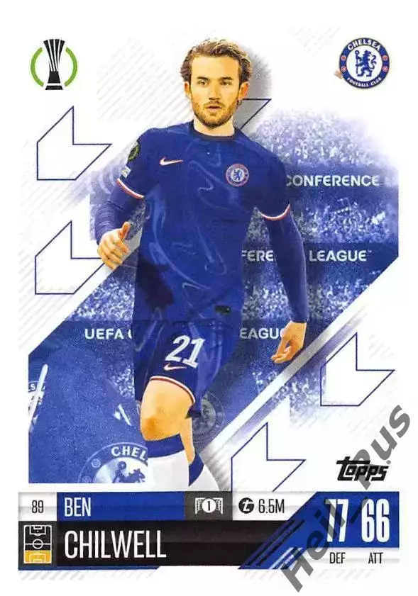 Футбол. Карточка Бен Чилуэлл (Челси, Лестер Сити) Лига Конференций 2024-25 TOPPS