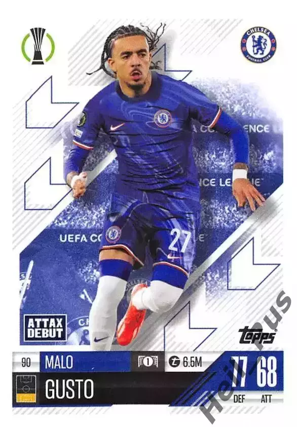 Футбол. Карточка Malo Gusto/Мало Гюсто (Челси) Лига Конференций 2024-25 TOPPS