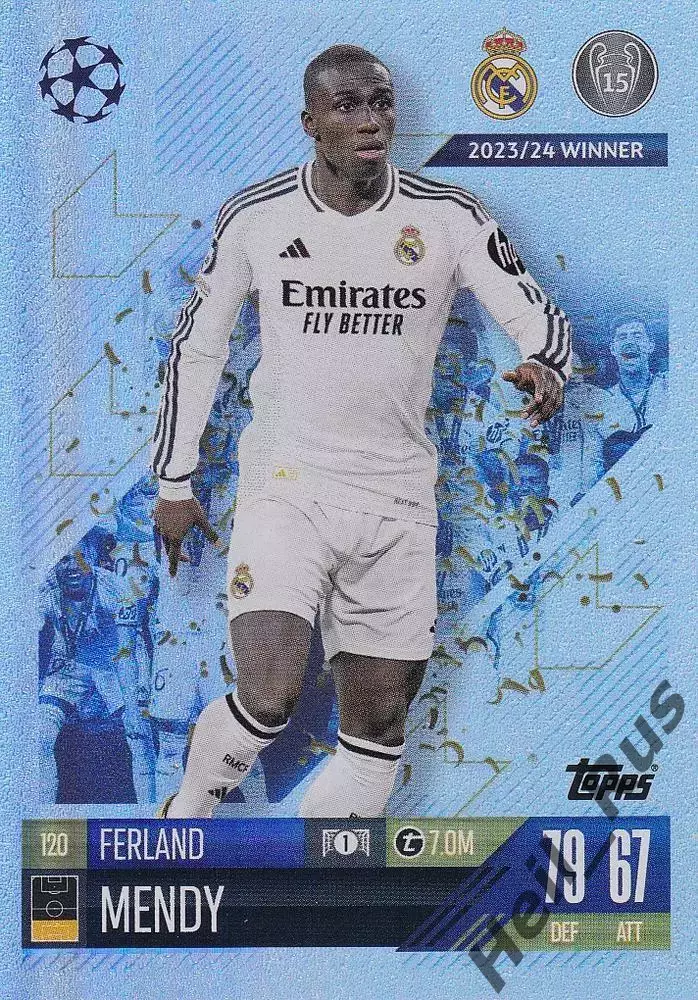 Футбол. Карточка Ферлан Менди (Реал Мадрид, Олимпик Лион) Лига Чемпионов 2024-25