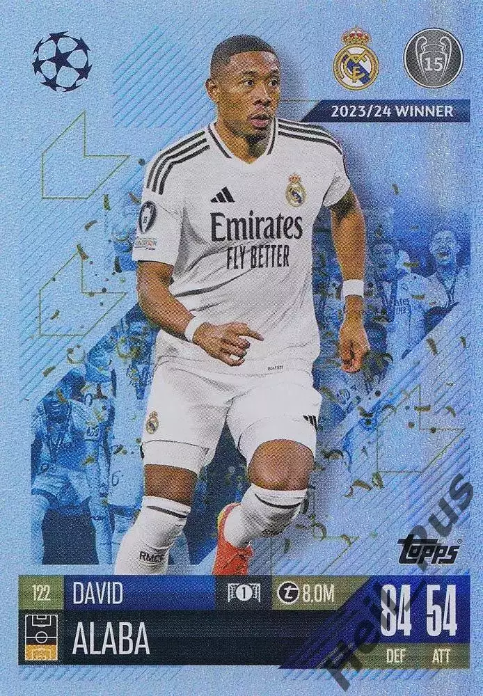 Футбол. Карточка Давид Алаба (Реал Мадрид/Бавария Мюнхен) Лига Чемпионов 2024-25