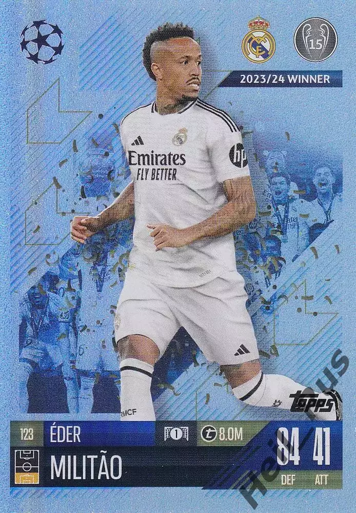 Футбол. Карточка Эдер Милитао (Реал Мадрид, Порту) Лига Чемпионов 2024-25 TOPPS