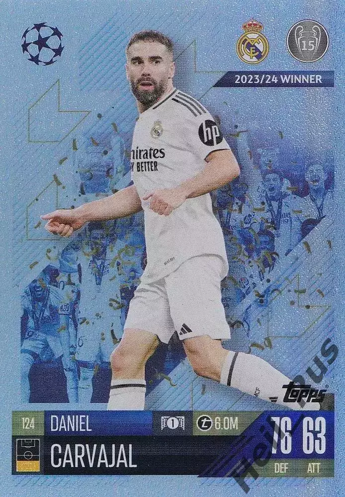 Футбол. Карточка Даниэль Карвахаль Реал Мадрид, Байер 04 Лига Чемпионов 2024-25