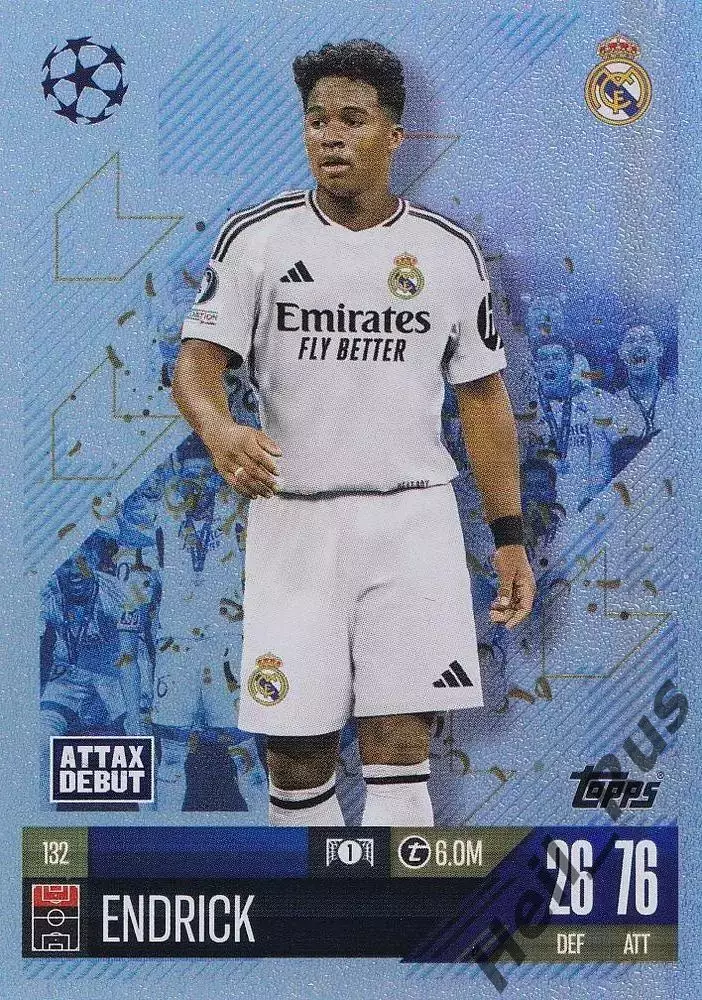 Футбол Карточка Endrick/Эндрик Реал Мадрид/Палмейрас/Лион Лига Чемпионов 2024-25