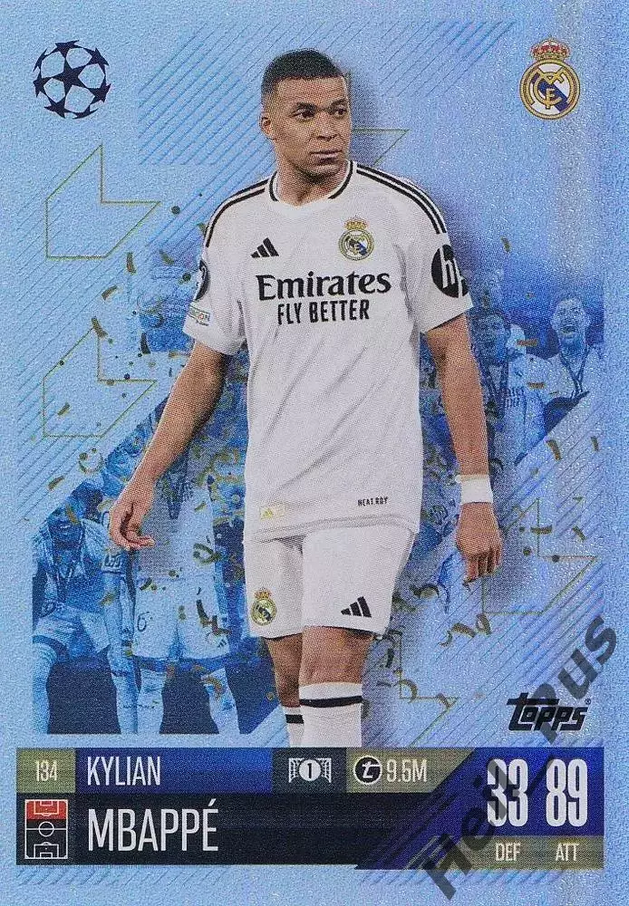 Карточка Килиан Мбаппе (Реал Мадрид, Пари Сен-Жермен/ПСЖ) Лига Чемпионов 2024/25