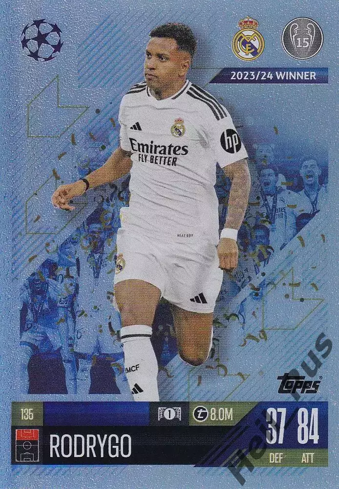 Футбол. Карточка Rodrygo/Родриго Реал Мадрид/Сантос Лига Чемпионов 2024-25 TOPPS