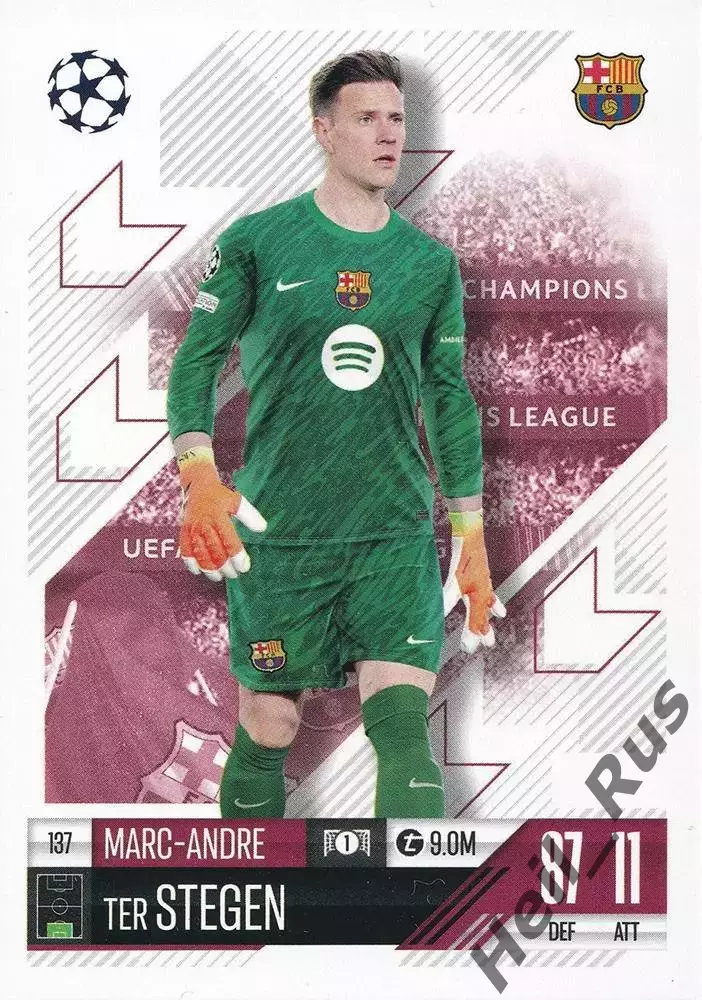 Футбол. Карточка Марк-Андре тер Штеген (Барселона) Лига Чемпионов 2024-25 TOPPS