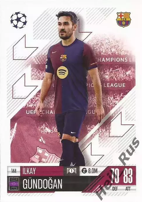 Карточка Илкай Гюндоган Барселона/Боруссия Дортмунд Лига Чемпионов 2024-25 TOPPS
