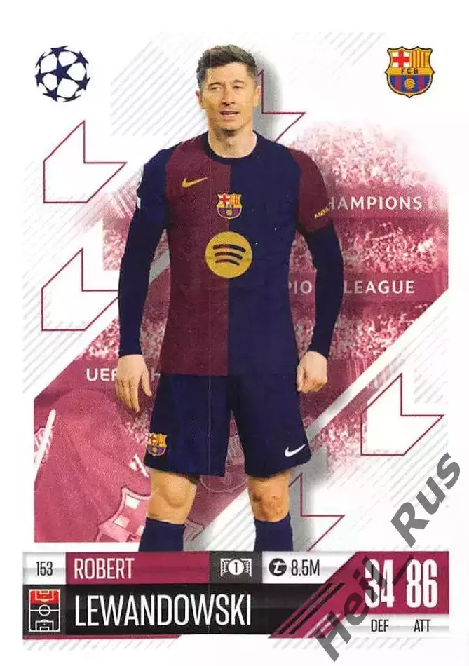 Футбол. Карточка Роберт Левандовский (Барселона, Бавария) Лига Чемпионов 2024-25