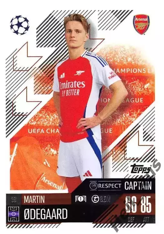 Футбол. Карточка Мартин Эдегор Арсенал, Реал Мадрид Лига Чемпионов 2024-25 TOPPS