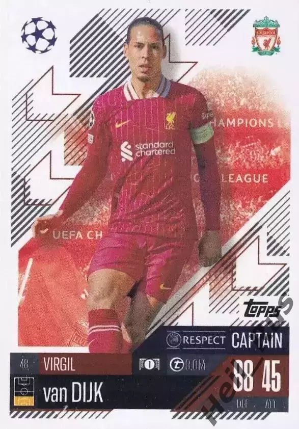 Карточка Вирджил ван Дейк (Ливерпуль, Саутгемптон) Лига Чемпионов 2024-25 TOPPS
