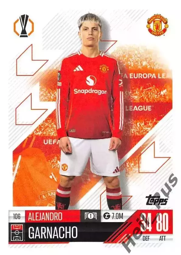 Футбол. Карточка Алехандро Гарначо (Манчестер Юнайтед/Челси) Лига Европы 2024/25
