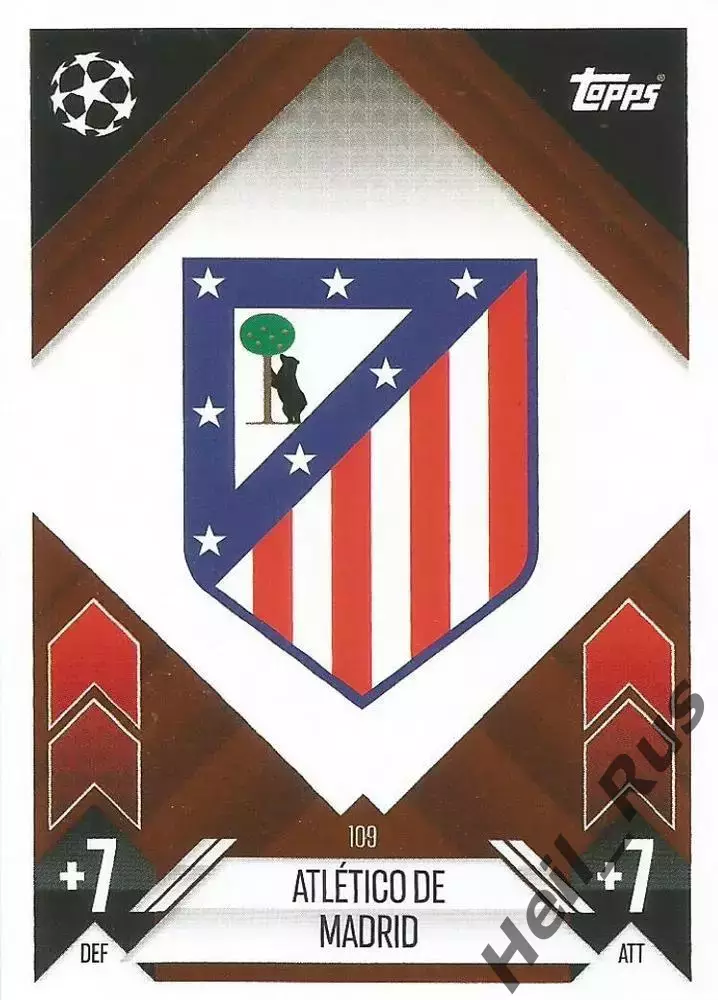 Футбол. Карточка Логотип/Эмблема Атлетико Мадрид Лига Чемпионов 2024-25 TOPPS