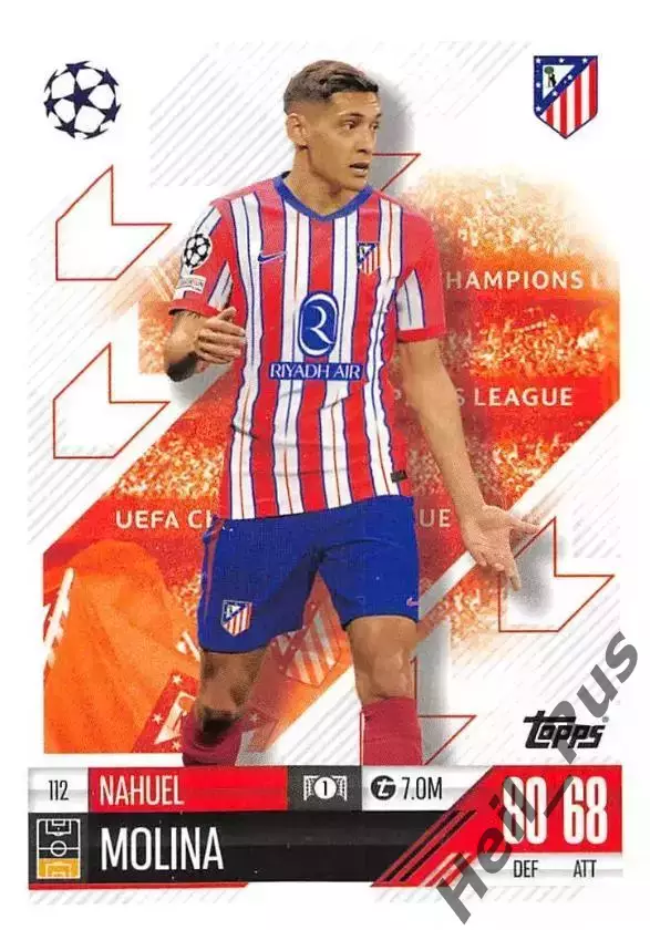 Карточка Науэль Молина Атлетико Мадрид/Бока Хуниорс Лига Чемпионов 2024-25 TOPPS