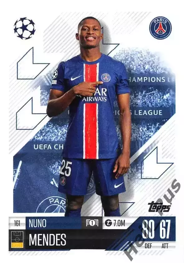 Футбол Карточка Nuno Mendes/Нуну Мендеш (Пари Сен-Жермен) Лига Чемпионов 2024-25