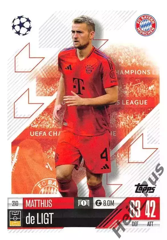 Карточка Маттейс де Лигт Бавария, Манчестер Юнайтед, Аякс Лига Чемпионов 2024-25