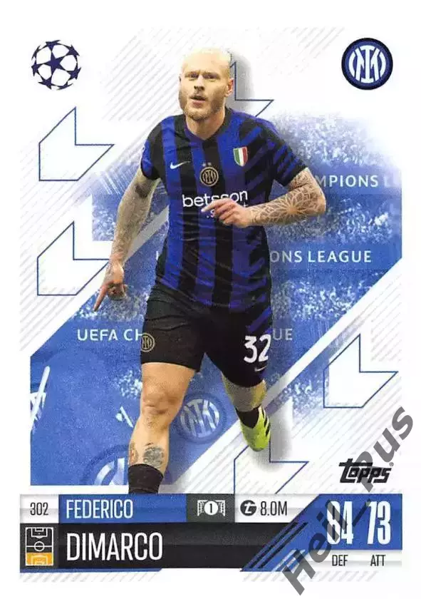 Футбол. Карточка Federico Dimarco/Федерико Димарко Интер Лига Чемпионов 2024-25