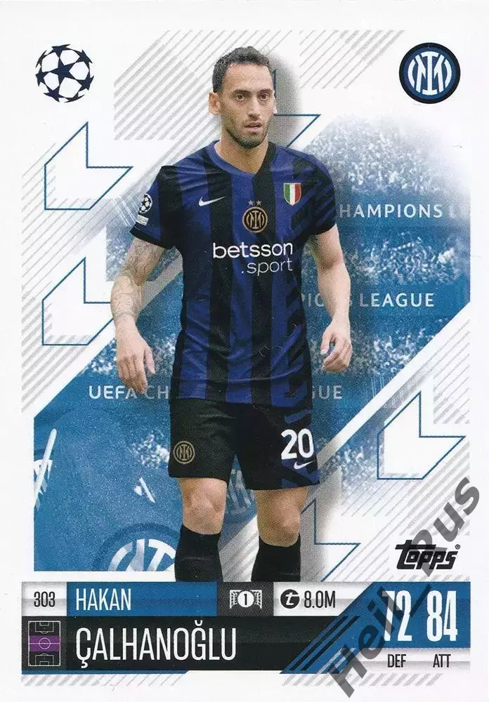 Карточка Хакан Чалханоглу Интернационале, Милан, Байер 04 Лига Чемпионов 2024-25